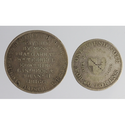 1040 - Tokens, 19thC (2) silver: Bristol Shilling 1811 nVF surface flaw, and Birmingham Workhouse Sixpence ... 