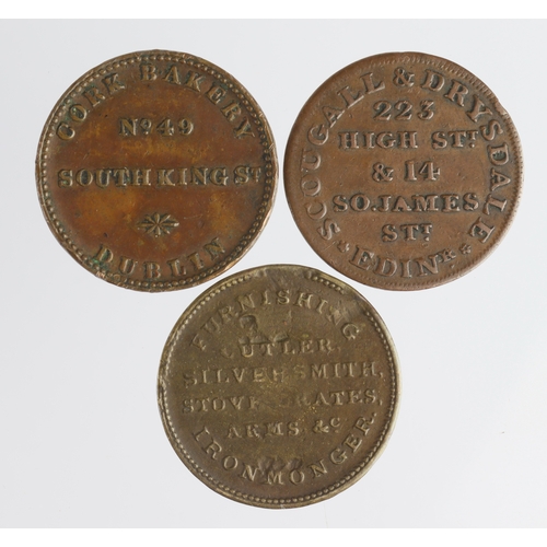 1041 - Tokens, 19thC (3) 'unofficial farthings' of Edinburgh, Dublin, and Liverpool; nVF-VF, a few marks.