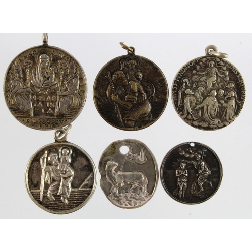 1048 - World silver & white metal Christian religious medalets (6)