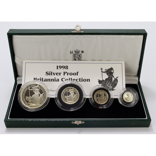 110 - Britannia Silver Four coin set 1998. Proof aFDC. Boxed as issued