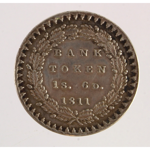 127 - Eighteenpence Bank Token 1811, S.3771, nEF, light scratches.