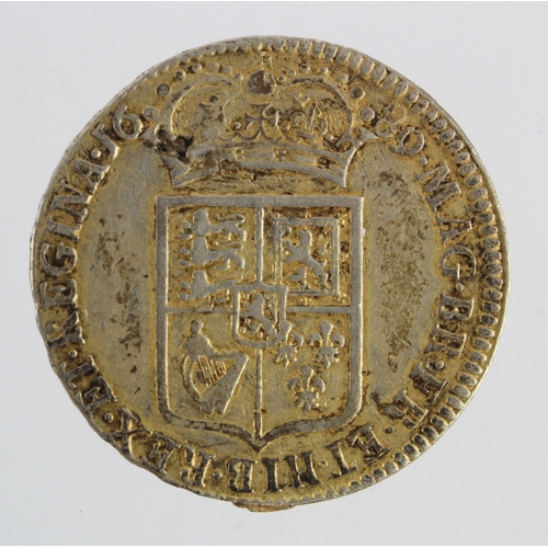 146 - Halfcrown 1689 Primo, first rev., caul & interior frosted, with pearls, second L over M in GVLIELMVS... 