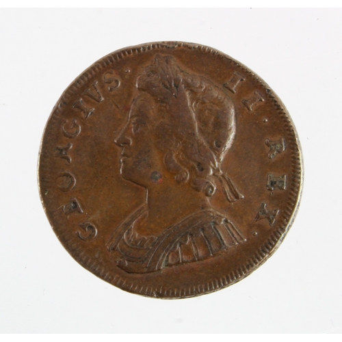 157 - Halfpenny 1730 VF/GVF, a few small edge marks.