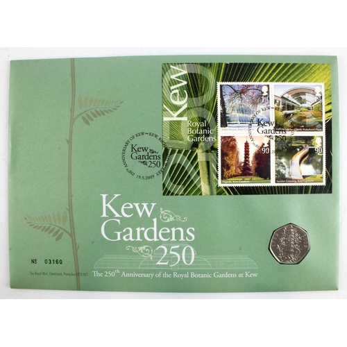 163 - Kew Gardens 50p 2009 BU in a Royal Mint / Royal Mail coin & stamp cover.