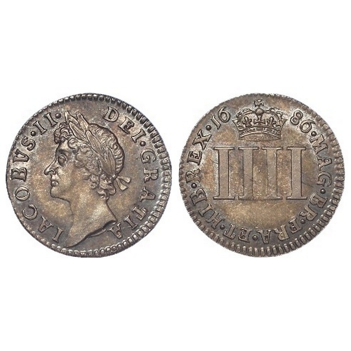 164 - Maundy Fourpence 1686 toned GEF