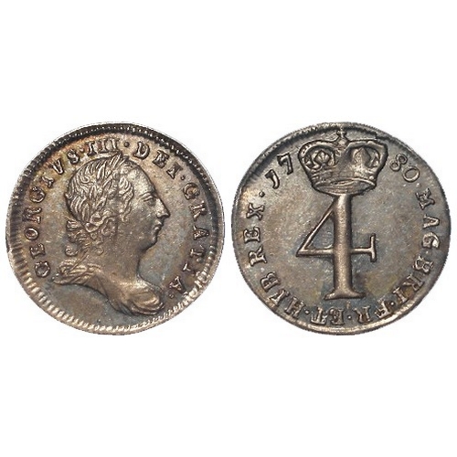 165 - Maundy Fourpence 1780 toned EF, an adjustment line on portrait as often seen.