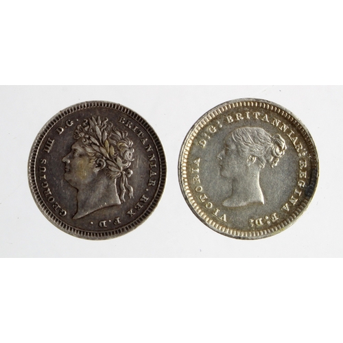 176 - Maundy Twopences (2): 1822 GVF, and 1887 young head aEF