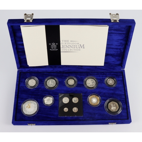 190 - Proof Set 2000, the thirteen coin set with the Maundy Money. all struck in silver aFDC - FDC, boxed ... 