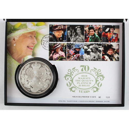 199 - Royal Mint / Royal Mail Coin Cover: 70 Years, Her Majesty the Queen's Platinum Jubilee Silver Proof ... 