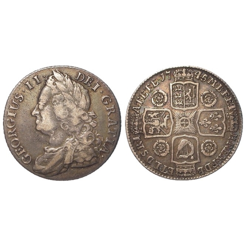 212 - Shilling 1745/3 roses, GF/nVF