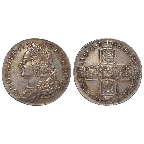 213 - Shilling 1758 toned EF