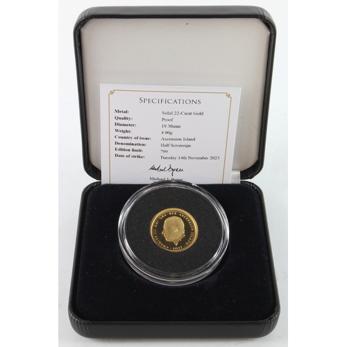 230 - Ascension Islands Half Sovereign 2023 Proof FDC boxed as issued