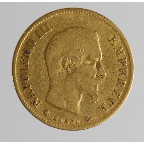 245 - France gold 10 Francs 1860BB, GF