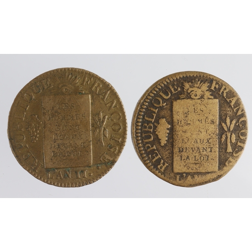 248 - France, Revolutionary bronze 1 Sols (2): 1793AA VG, and 1793W VF for type.