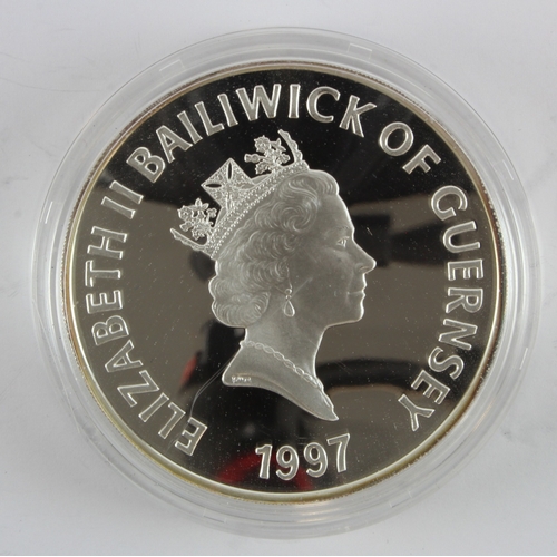 267 - Guernsey Ten Pounds 1997 (approx 5oz) Proof FDC in a hard plastic capsule