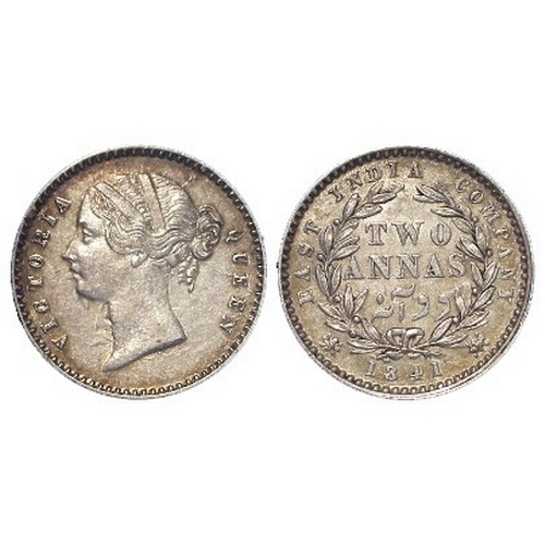 276 - India, East India Company silver 2 Annas 1841 GEF