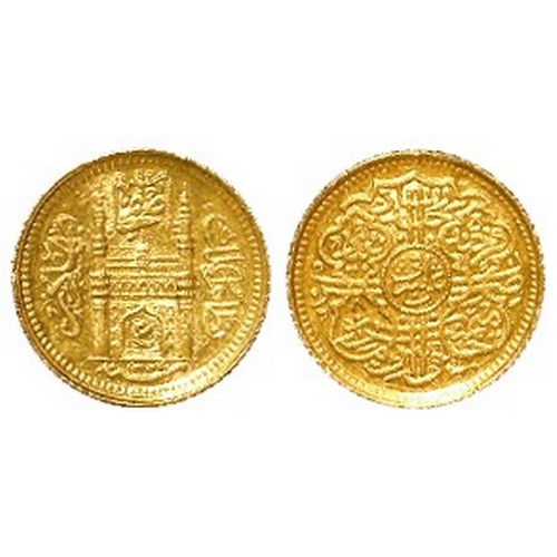 281 - Indian Princely States, Hyderabad gold 1/8 Ashrafi 1337H/8 (1918-19 AD) Y# 54.2, 1.37g, UNC.