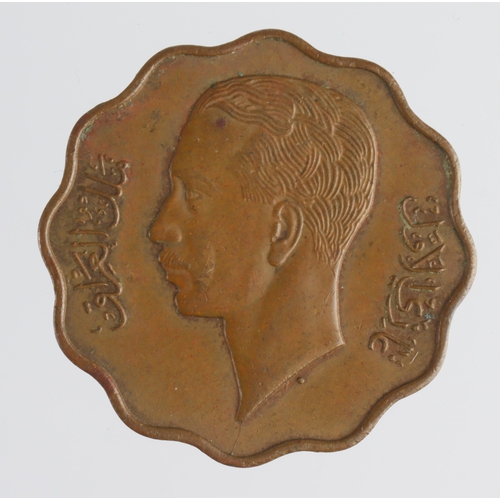 283 - Iraq bronze 10 Fils 1938, EF trace lustre.