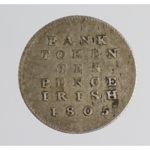 286 - Ireland silver 10 Pence Bank Token 1805 GF