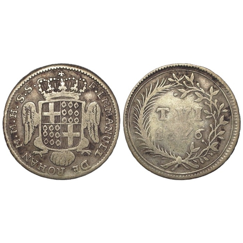 292 - Malta silver 6 Tari 1776, VF/F.