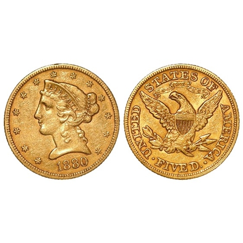 329 - USA gold Half Eagle $5 1880 GVF