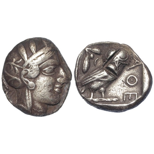 340 - Ancient Greek: Athens silver Tetradrachm, c.440-404 BC. Hd. of Athena r. / Owl r., olive sprig and c... 