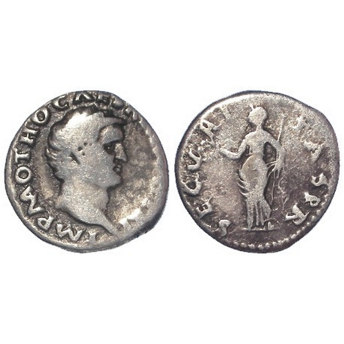 349 - Roman Imperial: Otho (scarce emperor) silver Denarius, Rome 69 AD. Securitas l. rev., BMC 18; Cohen ... 