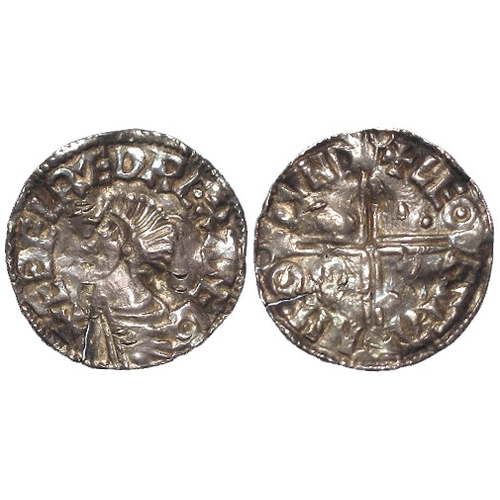 350 - Anglo-Saxon: Aethelred II silver Penny, Long Cross type, London mint, moneyer Leofstan. S.1151. 1.62... 