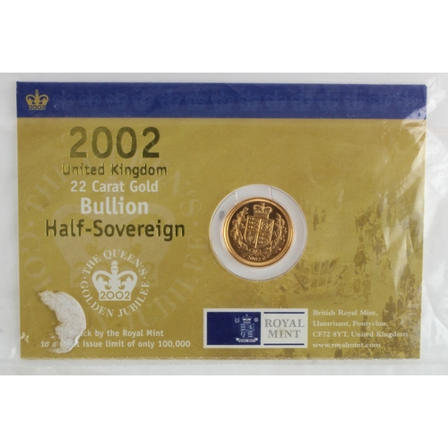 36 - Half Sovereign 2002 BU sealed in packaging.