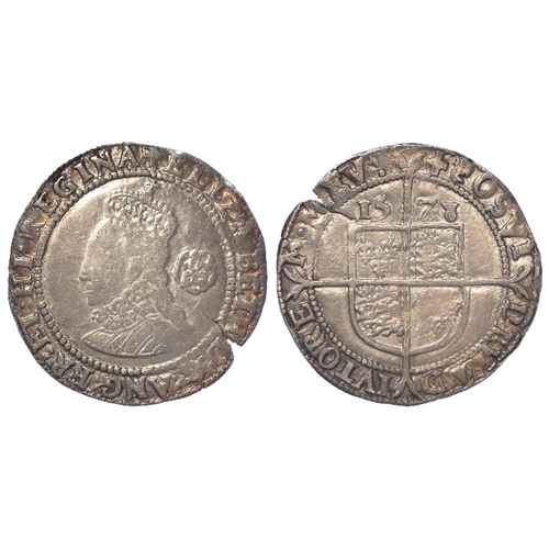 375 - Elizabeth I hammered silver Sixpence 1578 mm. Greek cross. S.2572. 2.94g. NVF, edge split.