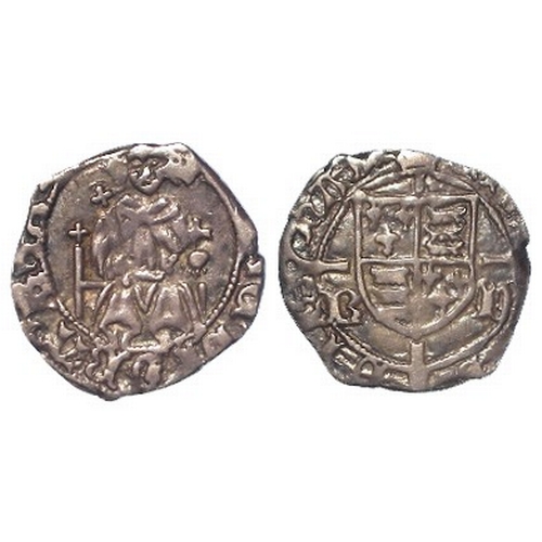 382 - Henry VII 'sovereign' type silver Penny of Durham, Bishop Fox, RD beside shield. S.2233. 0.82g. Irre... 