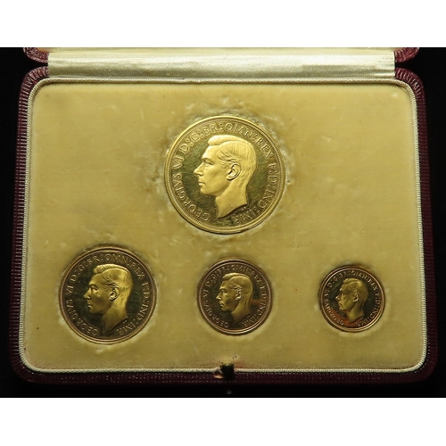 39 - Proof Set 1937 George VI Coronation gold set (4 coins) £5 to Half-Sovereign, nFDC, light hairlines, ... 