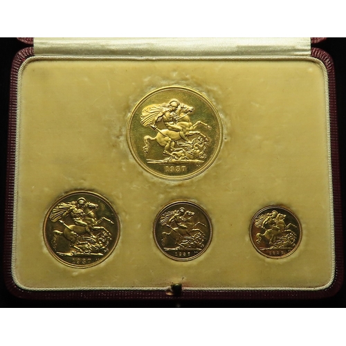 39 - Proof Set 1937 George VI Coronation gold set (4 coins) £5 to Half-Sovereign, nFDC, light hairlines, ... 