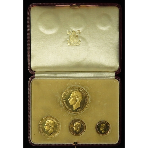 39 - Proof Set 1937 George VI Coronation gold set (4 coins) £5 to Half-Sovereign, nFDC, light hairlines, ... 