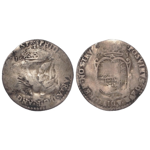 391 - Philip and Mary silver Sixpence 1554, S.2505, 2.63g. Crinkled nF.