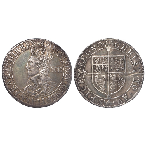 394 - Charles I first milled issue Shilling, Briot's early bust, mm. B.flower/B. S.2854. 5.77g. VF, light ... 