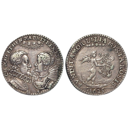 403 - Charles I Marriage to Henrietta Marie of France 1625 silver medalet d.23mm, 2.15g, VF.