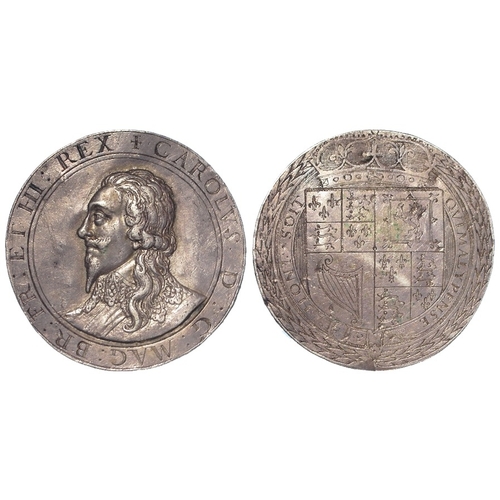 408 - Charles I pattern Halfcrown by Abraham Vanderdort (formerly attributed to Thomas Rawlins), silver d.... 