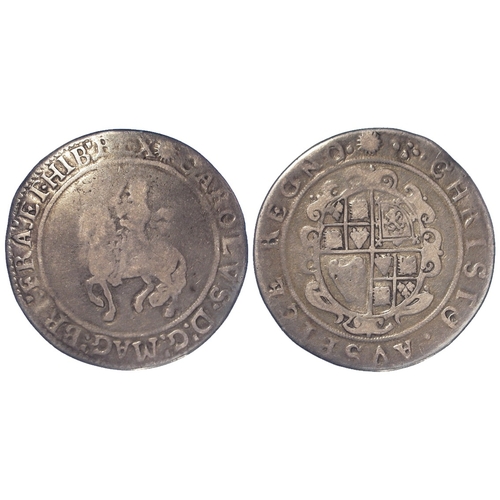 421 - Charles I silver Crown, Tower Mint under Parliament, mm. sun. S.2761. 28.16g. VG/F.