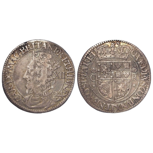 428 - Scotland, Charles I silver Twelve Shillings, F over crown rev. S.5560. 5.62g. VF.