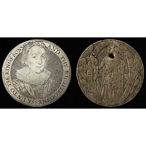 431 - Simon de Passe engraved silver counters (2): Charles I / James I, VF, and Charles I standing portrai... 