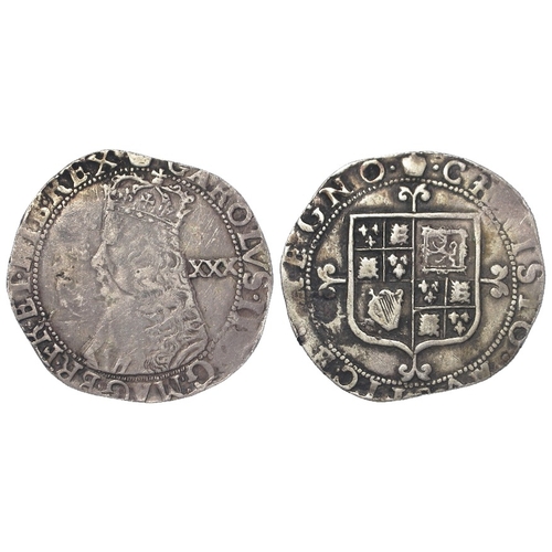 432 - Charles II third issue hammered silver Halfcrown mm. crown. S.3321. 10.59g. F/GF.