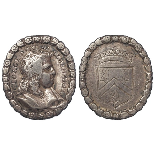 443 - Royalist Medal c.1660, silver 24x27.5mm, 4.47g: George Duke of Albermarle, portrait r. (General Monc... 