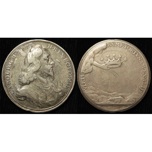 444 - Charles I Memorial silver medal by J. & N. Roettiers (1695) d.34mm, 14.87g, Eimer #162b, patchy tone... 