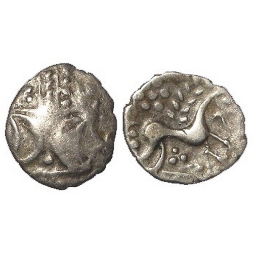 460 - Celtic Britain: Iceni silver unit, ECEN symbol/horse r., S.436; ABC 1678; VA 752. 1.25g. F/VF.