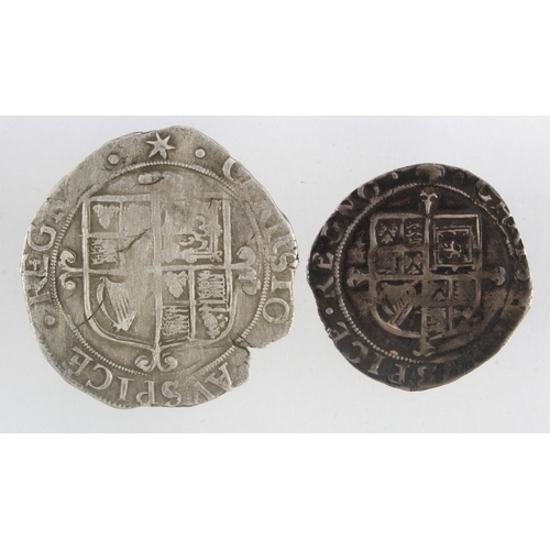 468 - Charles I silver (2): Group F Shilling mm. star, S.2799, 5.56g, Fine, weak on portrait; and group E ... 