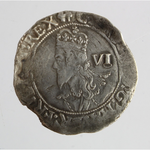 469 - Charles I Sixpence mm. anchor, S.2816, 2.74g, slightly irregular GF