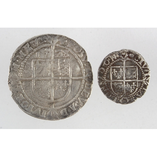 482 - Elizabeth I (2) hammered silver Sixpence 1578/7 mm. Greek cross, see S.2572, 2.49g, scuffed F/GF; an... 