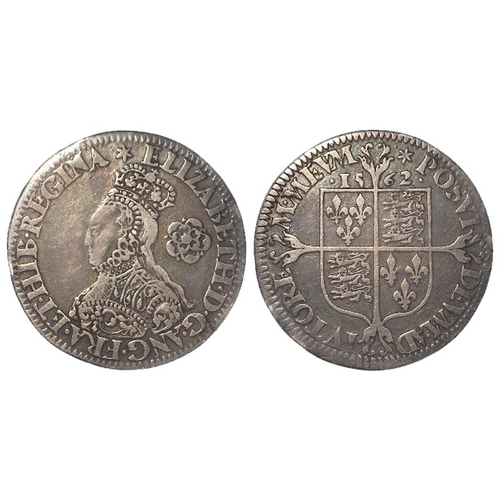 486 - Elizabeth I milled Sixpence 1562 mm. star, decorated dress, S.2595. 3.00g. GF-nVF, a small test scra... 