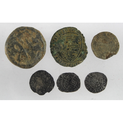 489 - English & European hammered coins and tokens (6): Richard II Halfpenny S.1699 nF; Elizabeth I Penny ... 